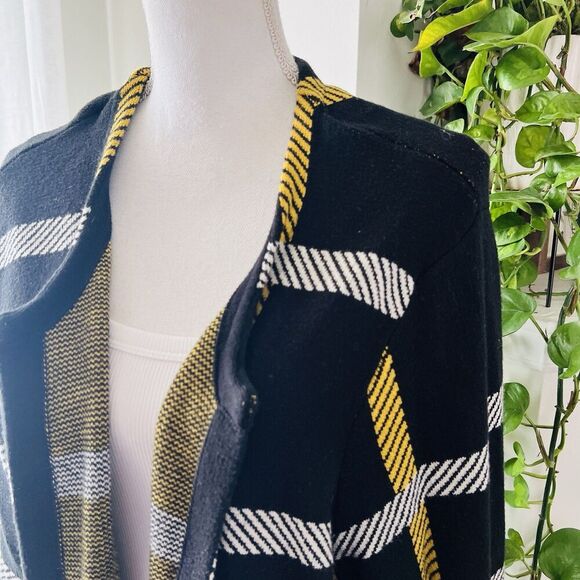 Cato Est 1948 Black & Yellow Striped Stretchy Cozy Cardigan Sweater Plus 26/28W - Picture 4 of 9